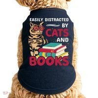 Easily Distracted By Cats And Books Doggie Tank thumb 0