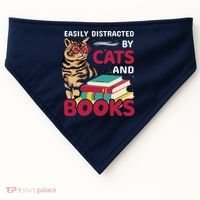 Easily Distracted By Cats And Books USA-Made Doggie Bandana thumb 0