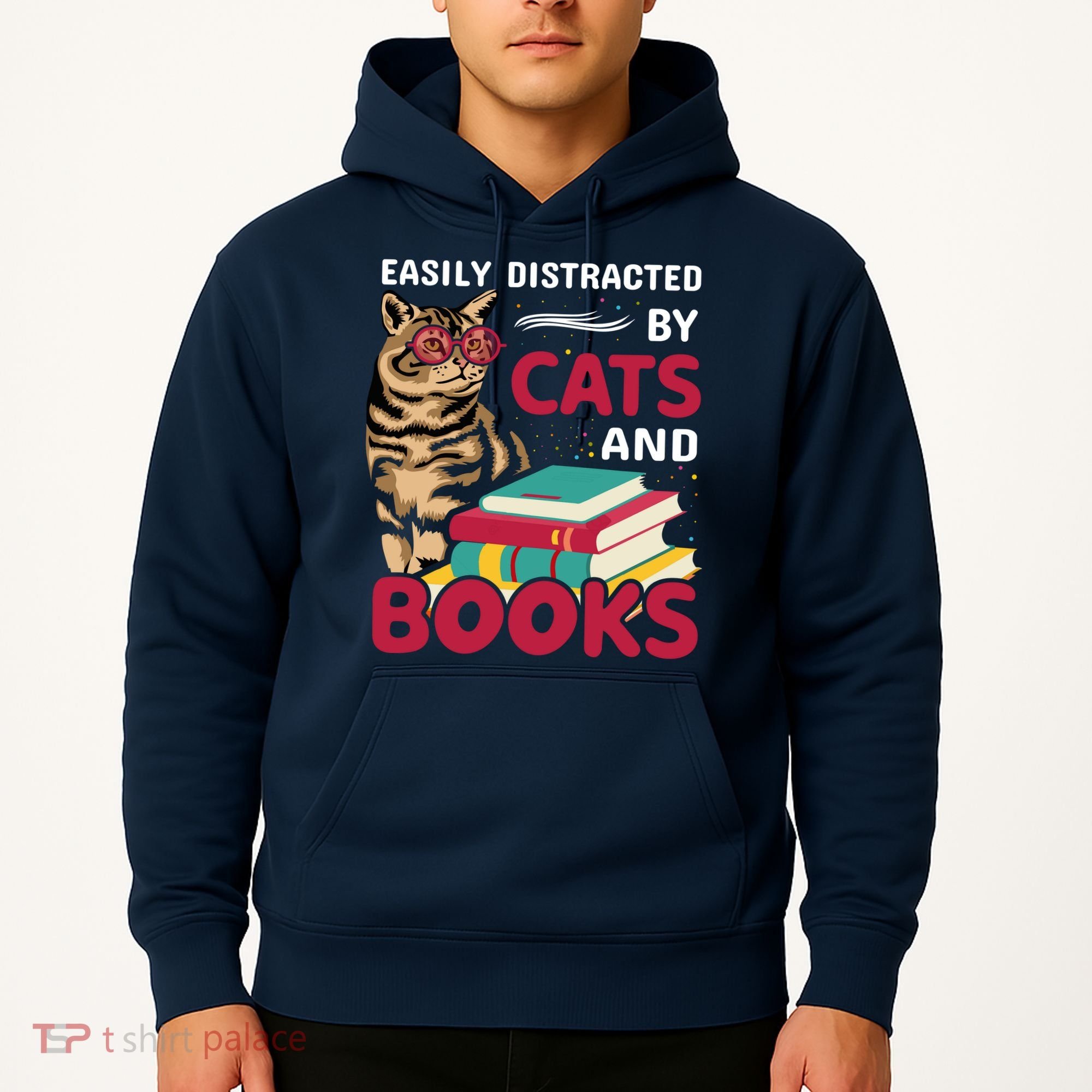 Easily Distracted By Cats And Books Hoodie
