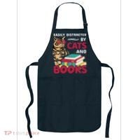 Easily Distracted By Cats And Books Apron thumb 0