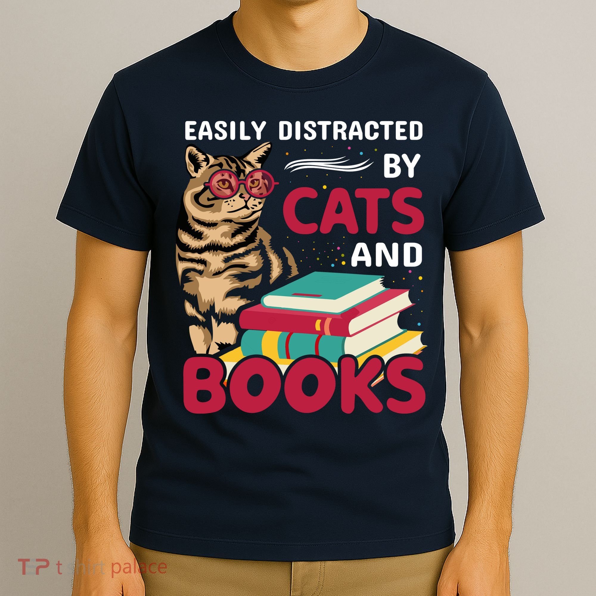 Easily Distracted By Cats And Books T-Shirt