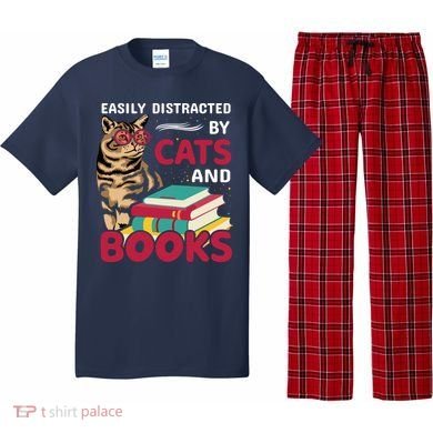 Easily Distracted By Cats And Books Pajama Set
