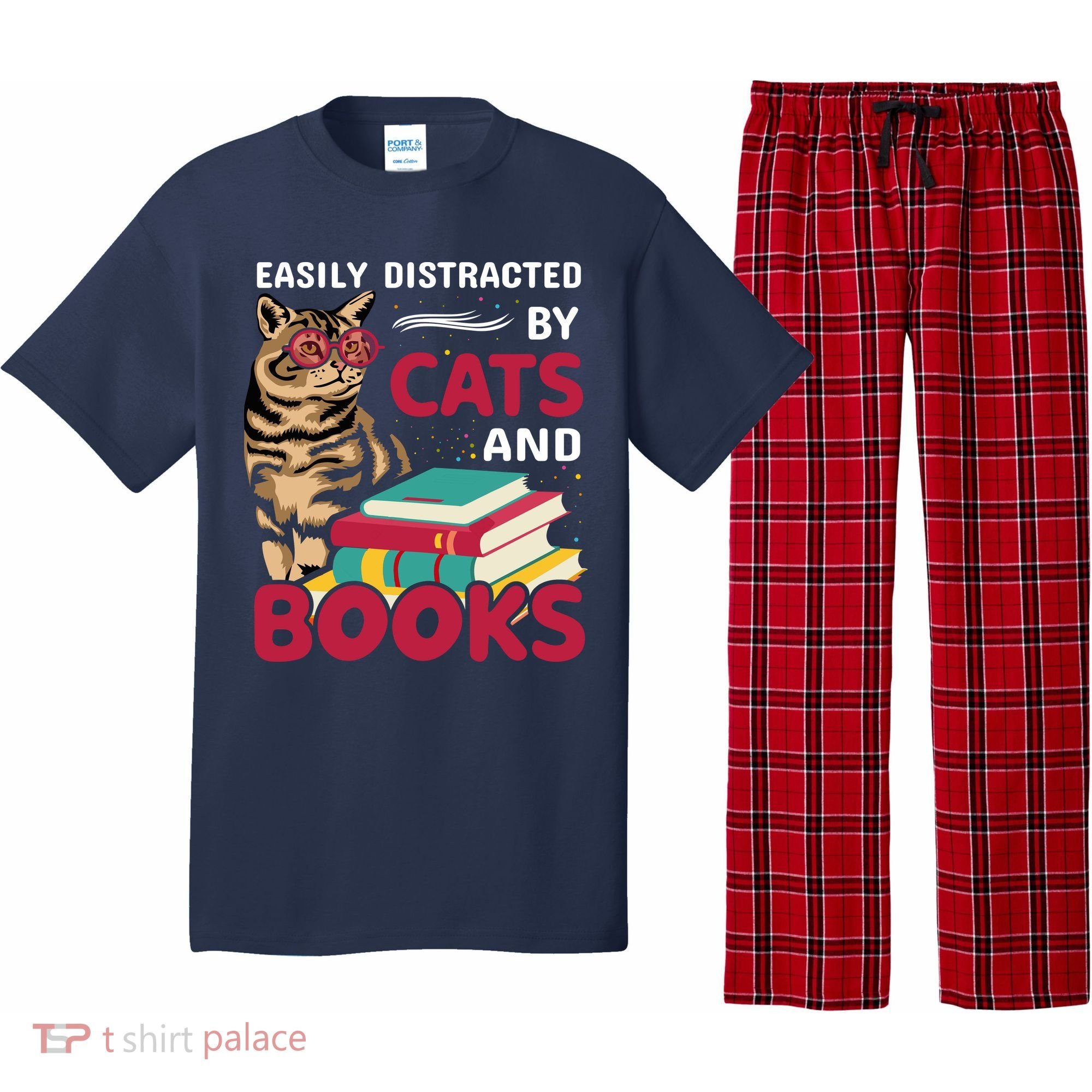 Easily Distracted By Cats And Books Pajama Set