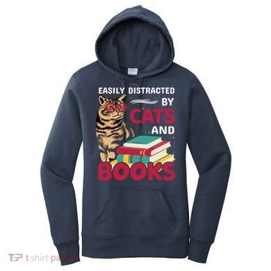 Easily Distracted By Cats And Books Women's Hoodie