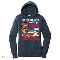 Easily Distracted By Cats And Books Women's Hoodie thumb 0