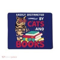 Easily Distracted By Cats And Books Mousepad thumb 0