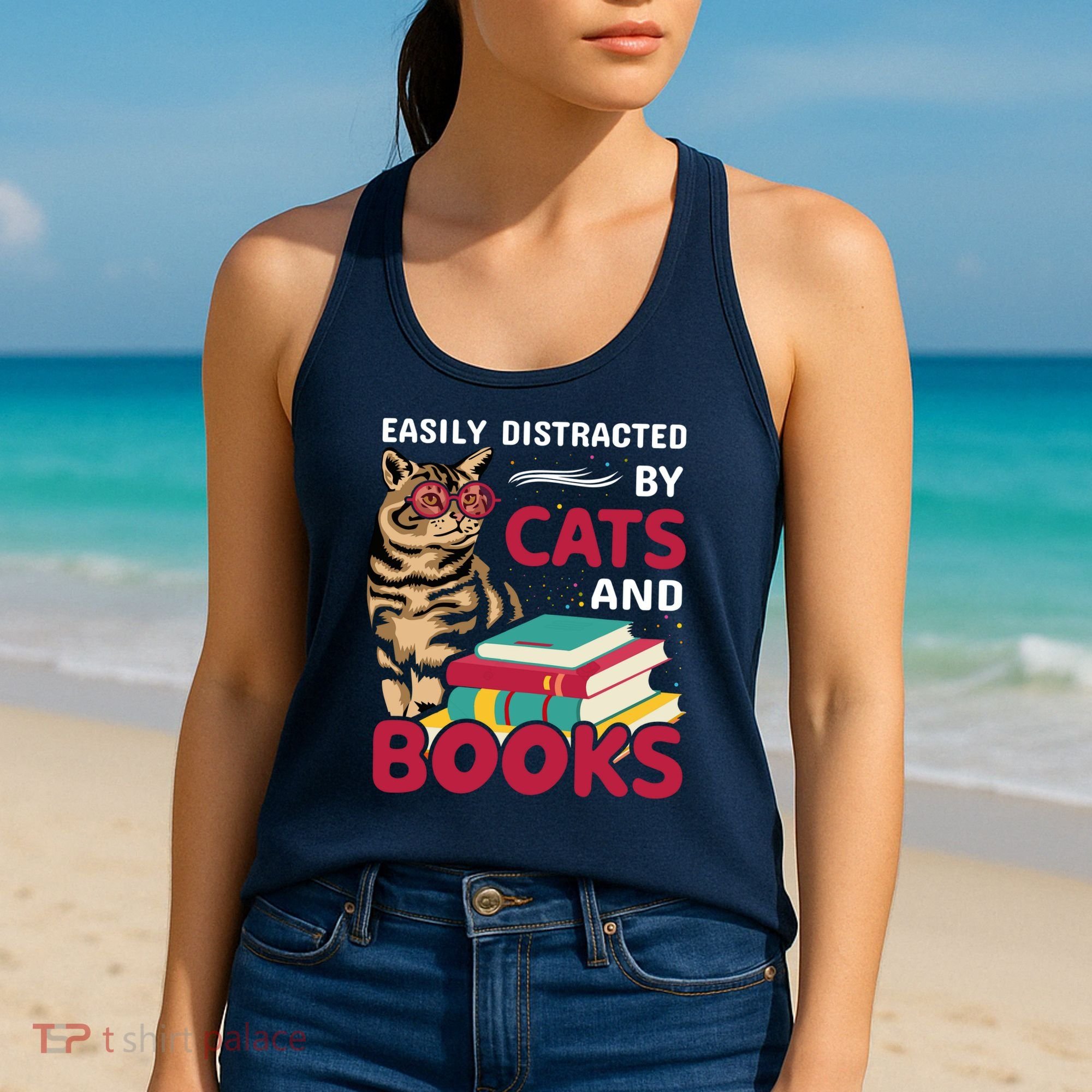 Easily Distracted By Cats And Books Women's Tank Top