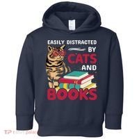 Easily Distracted By Cats And Books Toddler Hoodie thumb 0