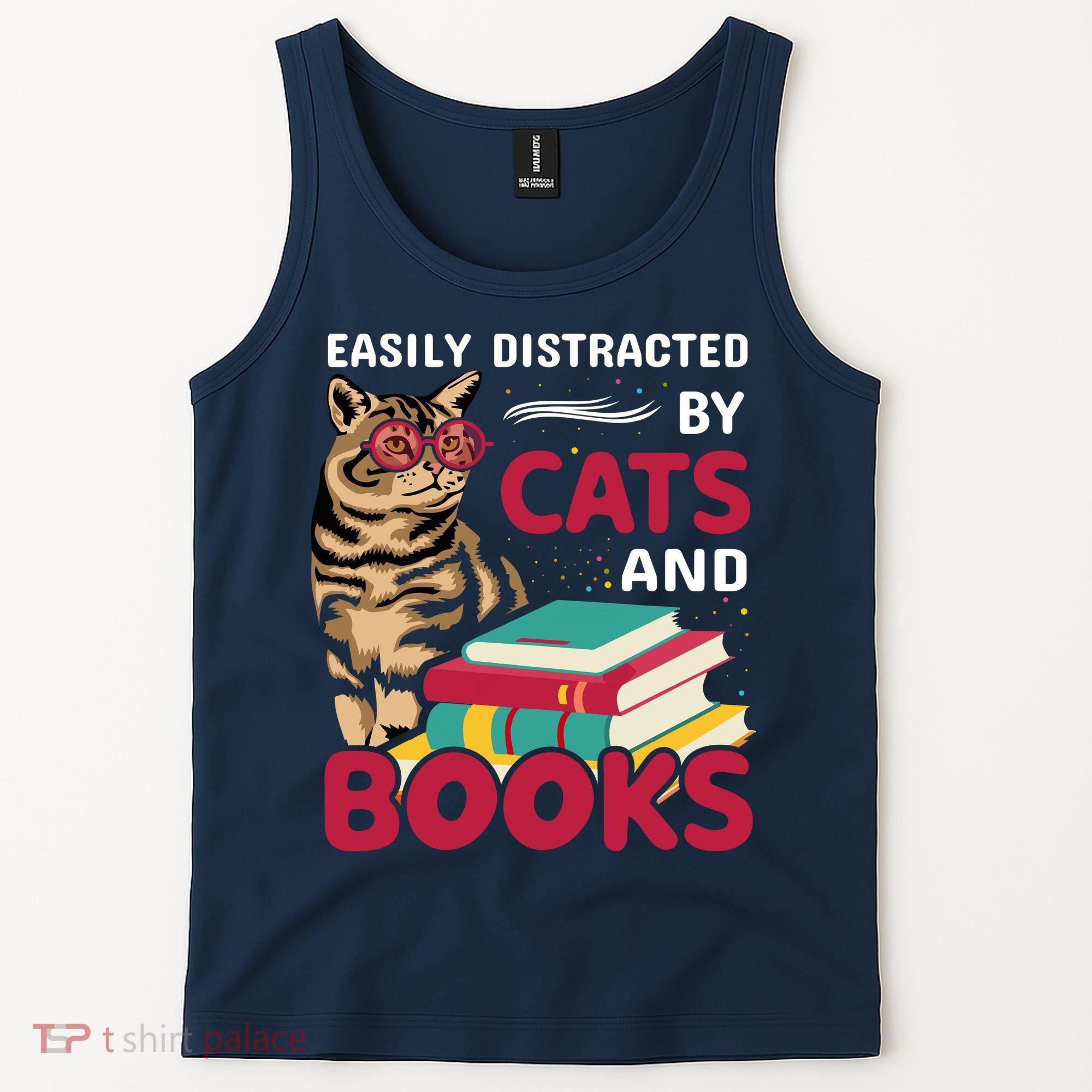Easily Distracted By Cats And Books Tank Top
