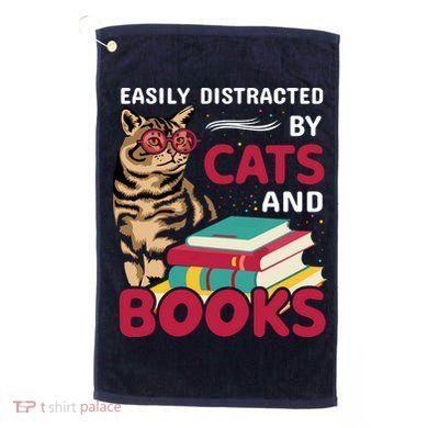 Easily Distracted By Cats And Books Golf Towel