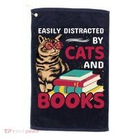 Easily Distracted By Cats And Books Golf Towel thumb 0