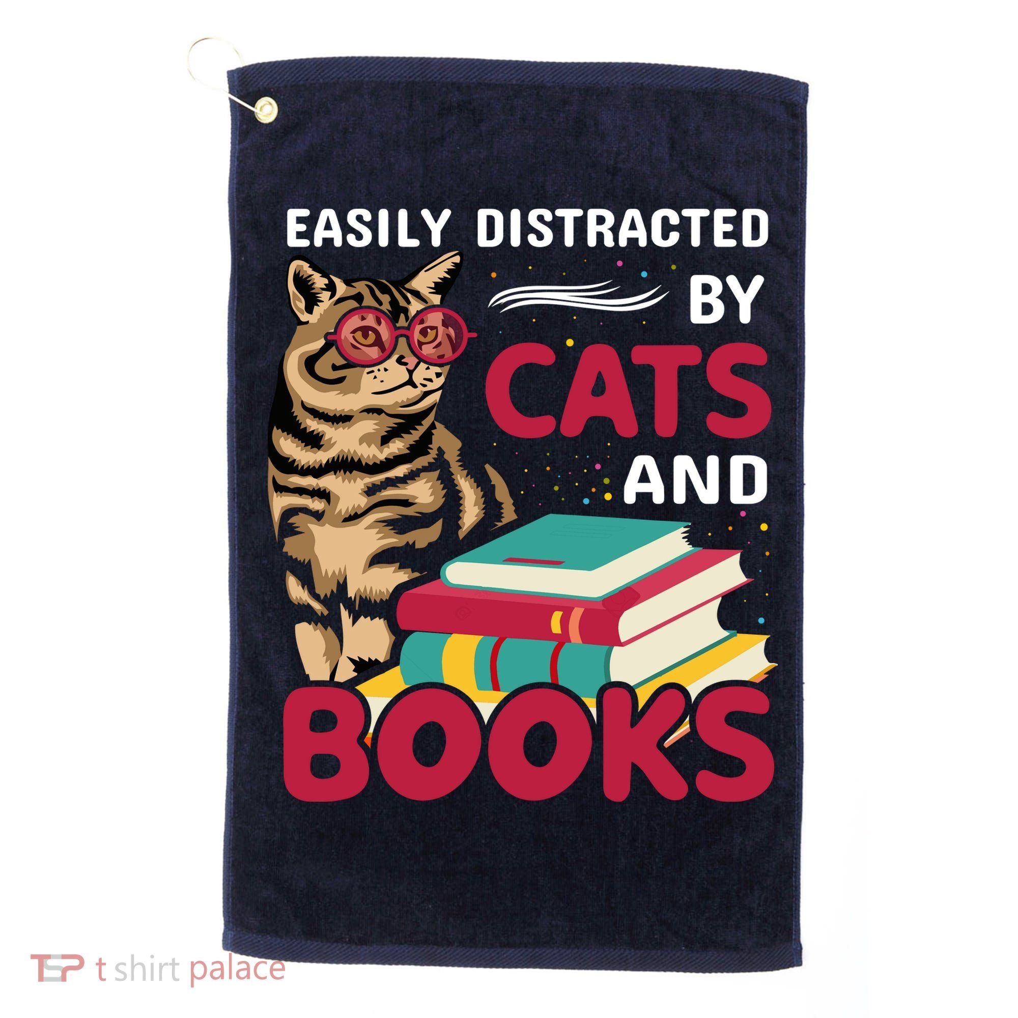 Easily Distracted By Cats And Books Golf Towel