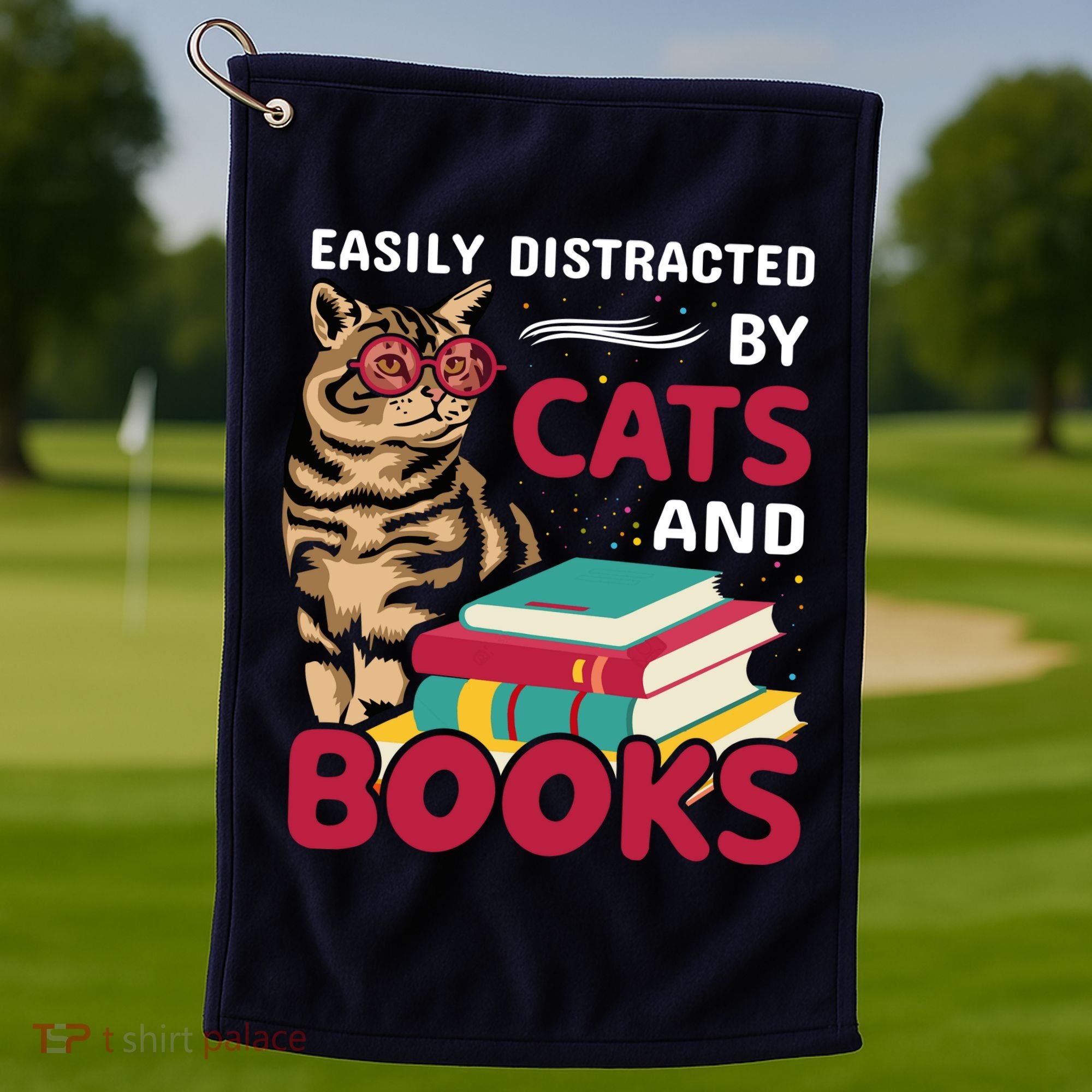 Easily Distracted By Cats And Books Golf Towel