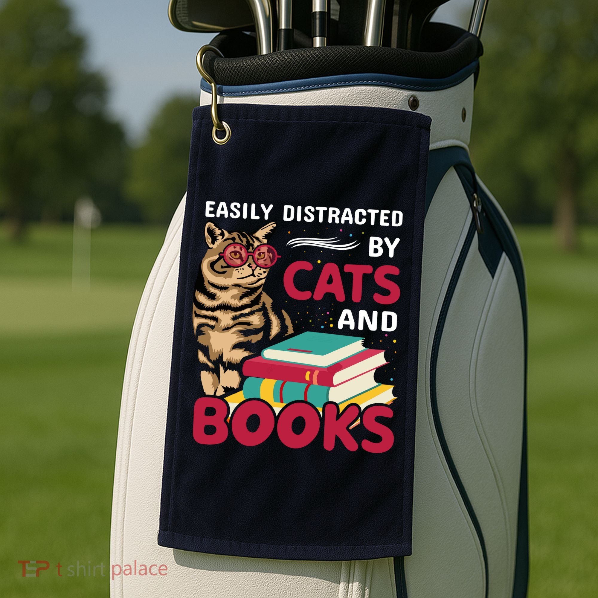 Easily Distracted By Cats And Books Golf Towel