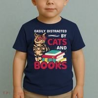 Easily Distracted By Cats And Books Toddler T-Shirt thumb 2