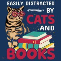 Easily Distracted By Cats And Books Women's T-Shirt thumb 6