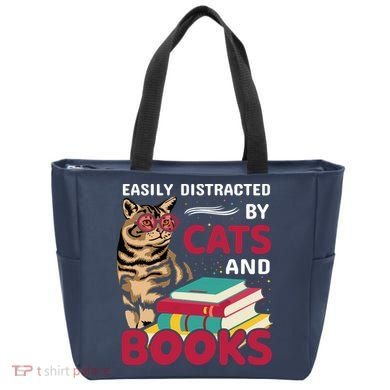 Easily Distracted By Cats And Books Tote Bag