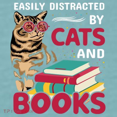 Easily Distracted By Cats And Books Sueded Cloud Jersey T-Shirt