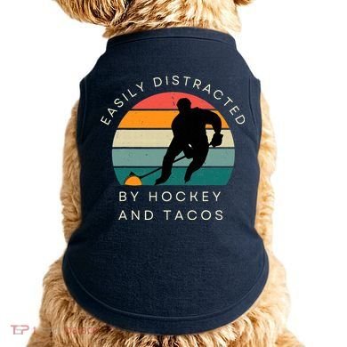 Easily Distracted By Hockey And Tacos Funny Doggie Tank