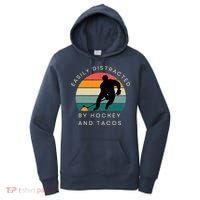 Easily Distracted By Hockey And Tacos Funny Women's Hoodie thumb 0