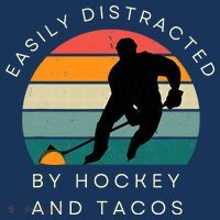Easily Distracted By Hockey And Tacos Funny Women's Hoodie thumb 2