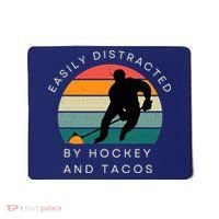 Easily Distracted By Hockey And Tacos Funny Mousepad thumb 0