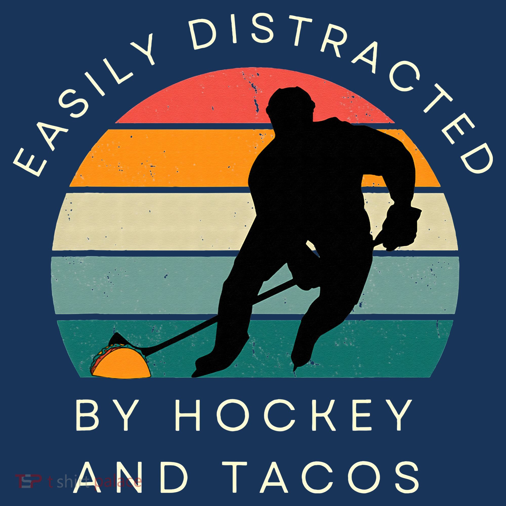 Easily Distracted By Hockey And Tacos Funny Baby Bodysuit