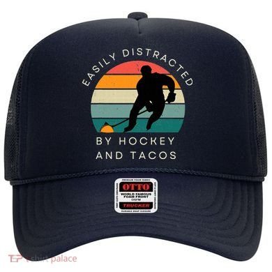 Easily Distracted By Hockey And Tacos Funny Hat