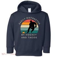 Easily Distracted By Hockey And Tacos Funny Toddler Hoodie thumb 0