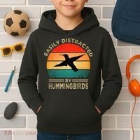 Easily Distracted By Hummingbirds Kids Hoodie thumb 2