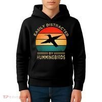 Easily Distracted By Hummingbirds Kids Hoodie thumb 4
