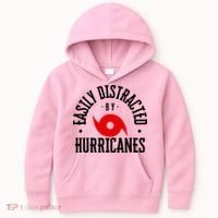Easily Distracted By Hurricanes Hurricane Season Fun Weather Kids Hoodie thumb 0