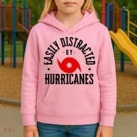 Easily Distracted By Hurricanes Hurricane Season Fun Weather Kids Hoodie thumb 3