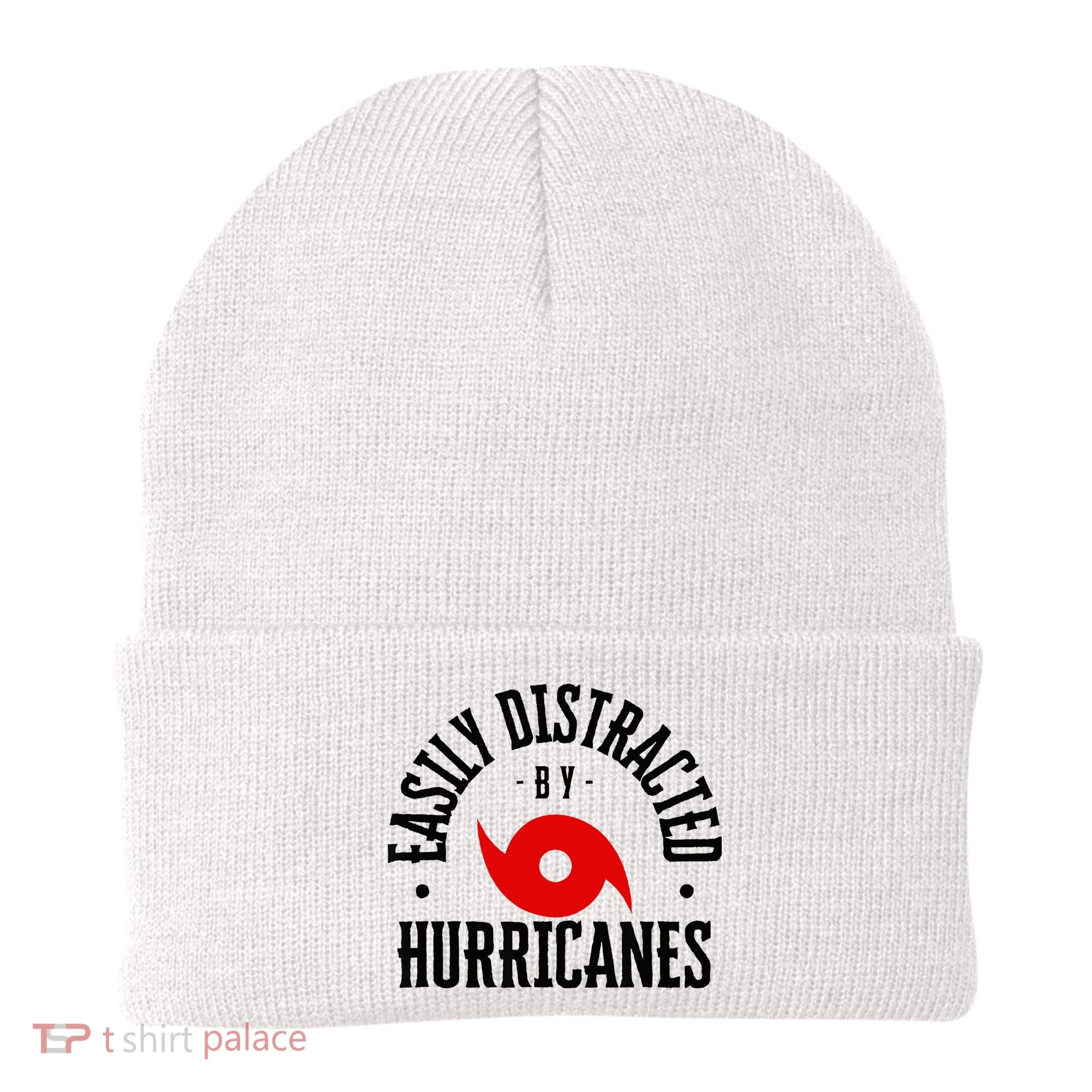 Easily Distracted By Hurricanes Hurricane Season Fun Weather Beanie