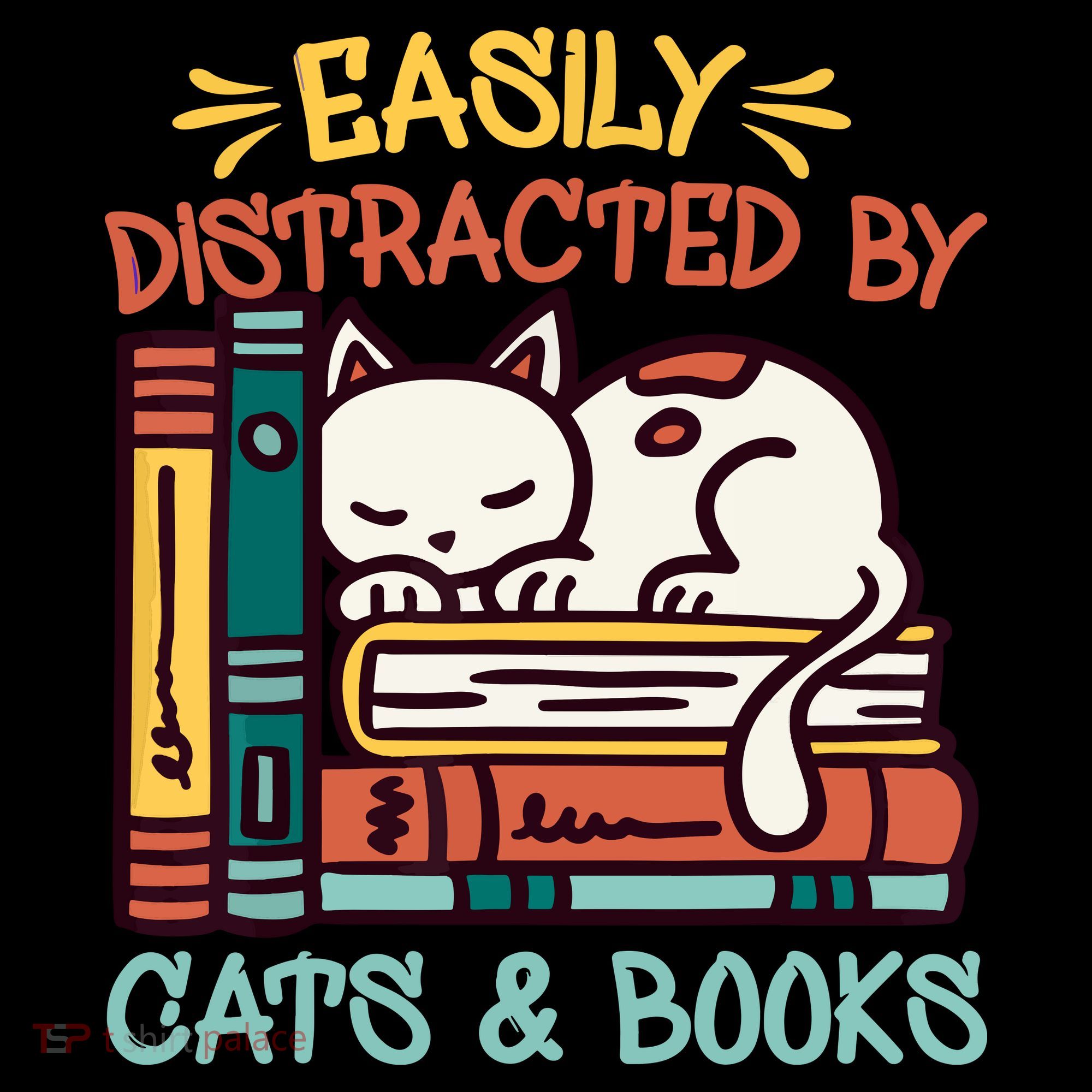 Easily Distracted By Cats And Books Cat & Book Lover Coffee Mug
