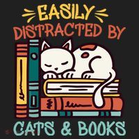 Easily Distracted By Cats And Books Cat & Book Lover Tumbler thumb 3
