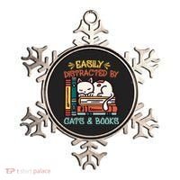 Easily Distracted By Cats And Books Cat & Book Lover Ornament thumb 0