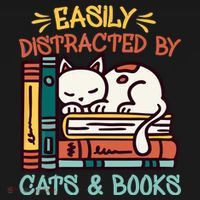 Easily Distracted By Cats And Books Cat & Book Lover Ornament thumb 1