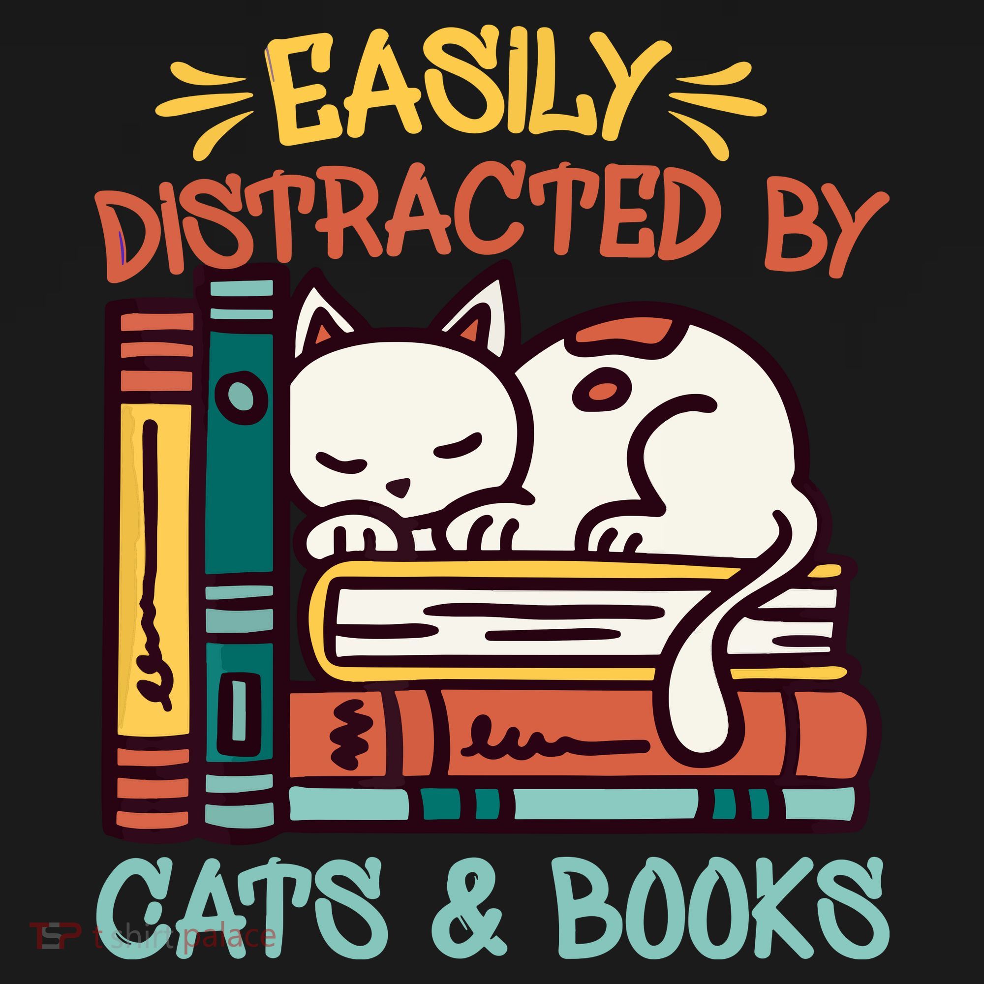 Easily Distracted By Cats And Books Cat & Book Lover Ornament