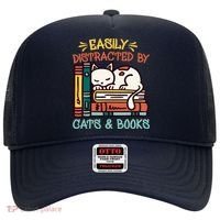 Easily Distracted By Cats And Books Cat & Book Lover Hat thumb 0