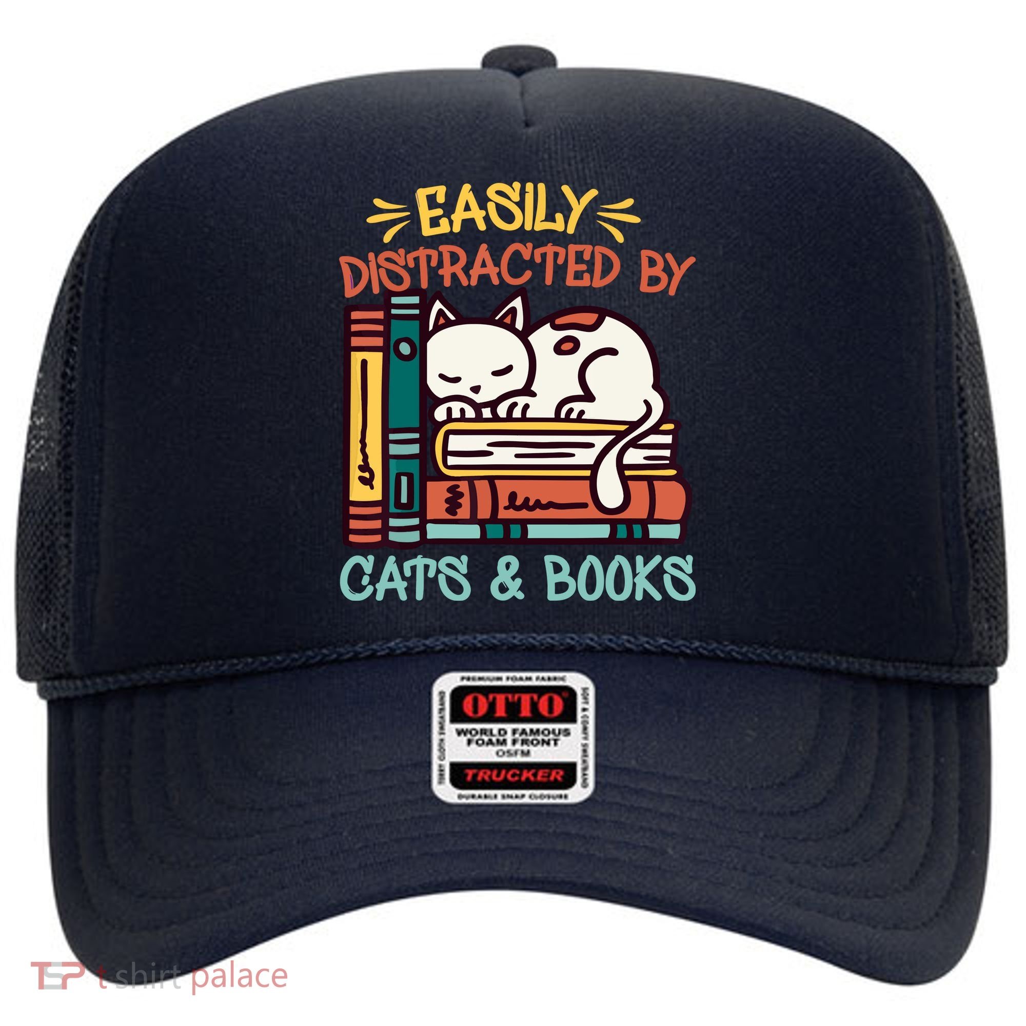 Easily Distracted By Cats And Books Cat & Book Lover Hat