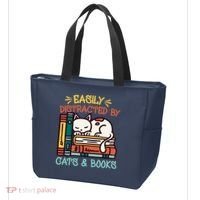 Easily Distracted By Cats And Books Cat & Book Lover Tote Bag thumb 3