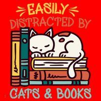 Easily Distracted By Cats And Books Cat & Book Lover Santa Hat thumb 1