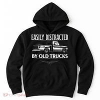 Easily Distracted By Old Pick Up Trucks Classic Pickup Hoodie thumb 0