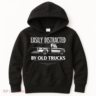 Easily Distracted By Old Pick Up Trucks Classic Pickup Kids Hoodie