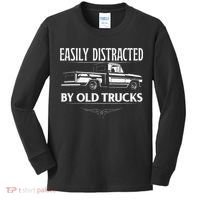 Easily Distracted By Old Pick Up Trucks Classic Pickup Kids Long Sleeve Shirt thumb 0