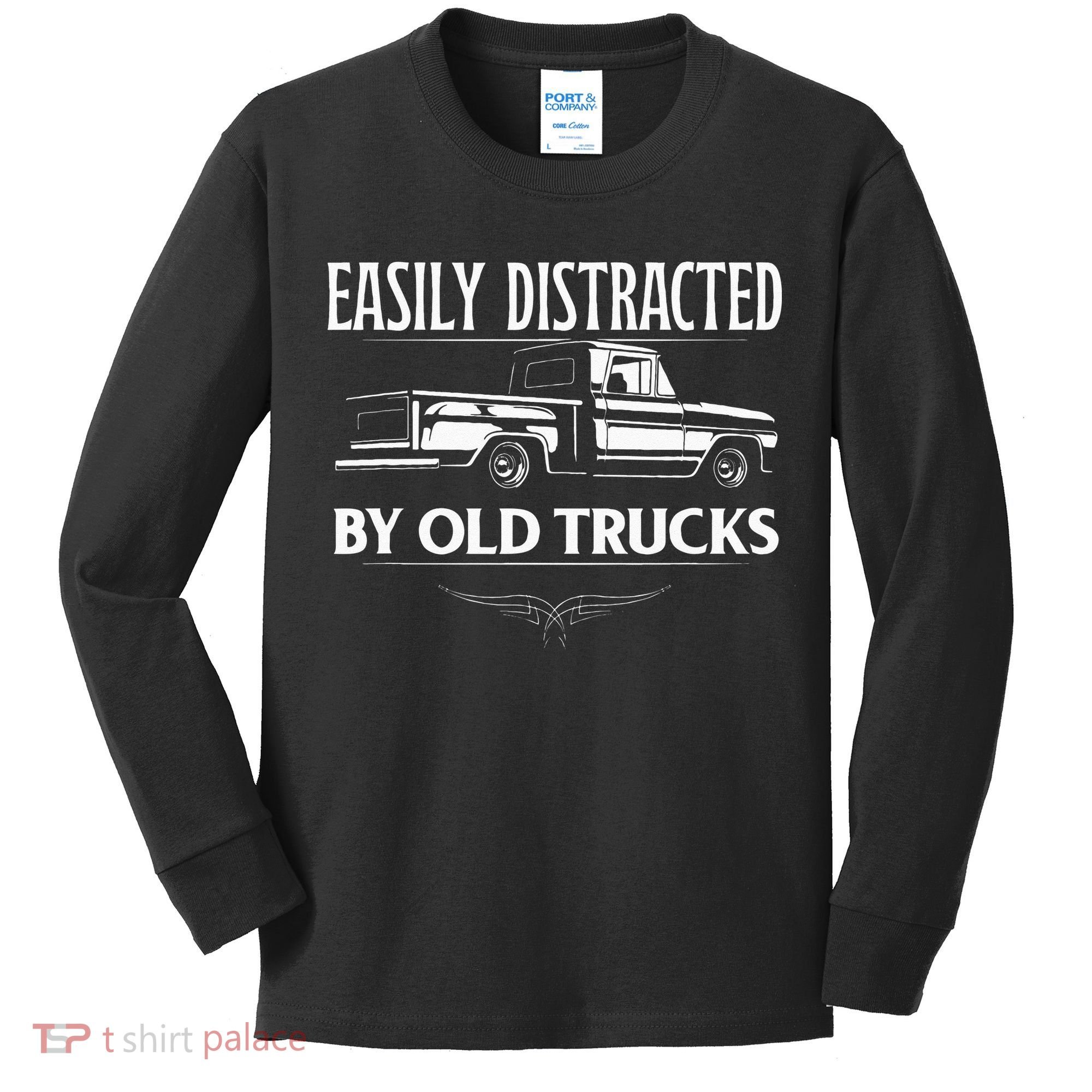 Easily Distracted By Old Pick Up Trucks Classic Pickup Kids Long Sleeve Shirt