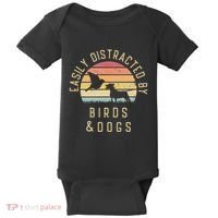 Easily Distracted By Birds And Dogs I Like Heart Bird Dog Baby Bodysuit thumb 0