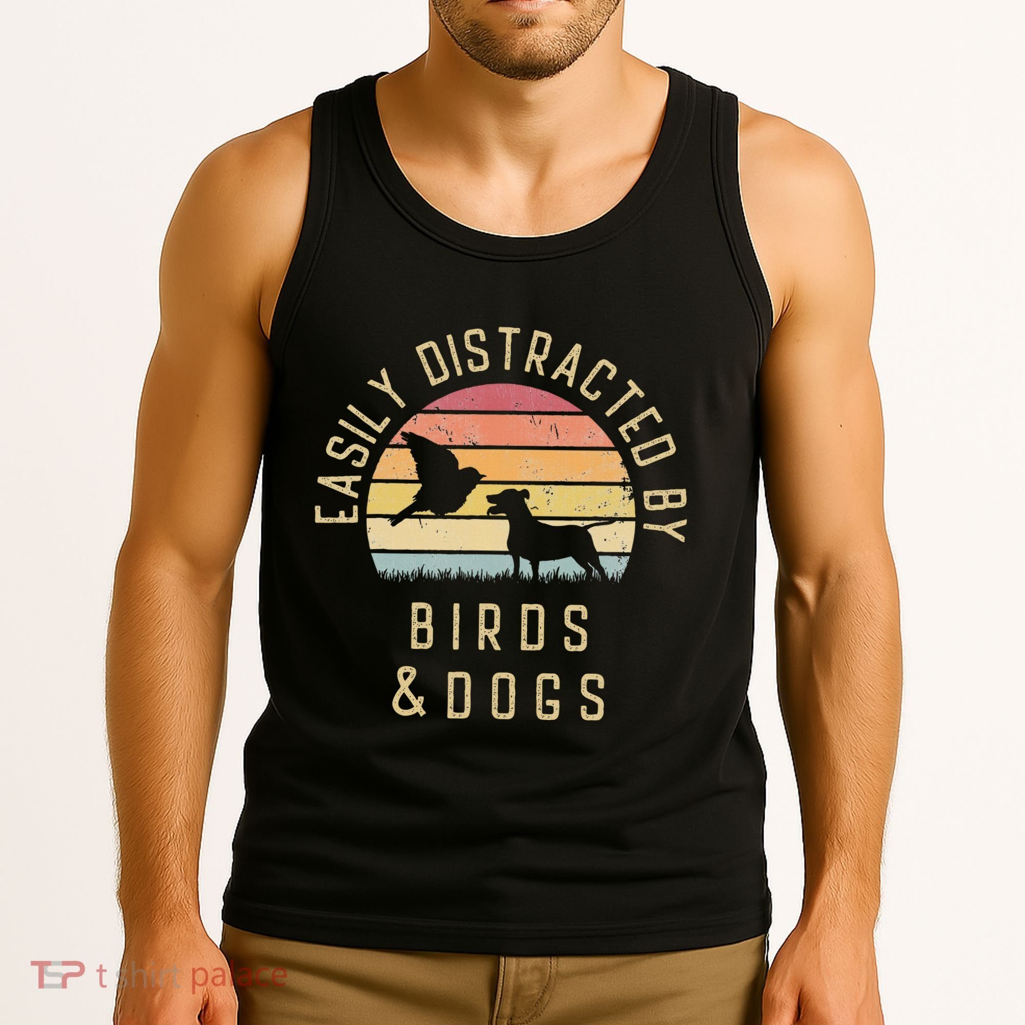 Easily Distracted By Birds And Dogs I Like Heart Bird Dog Tank Top