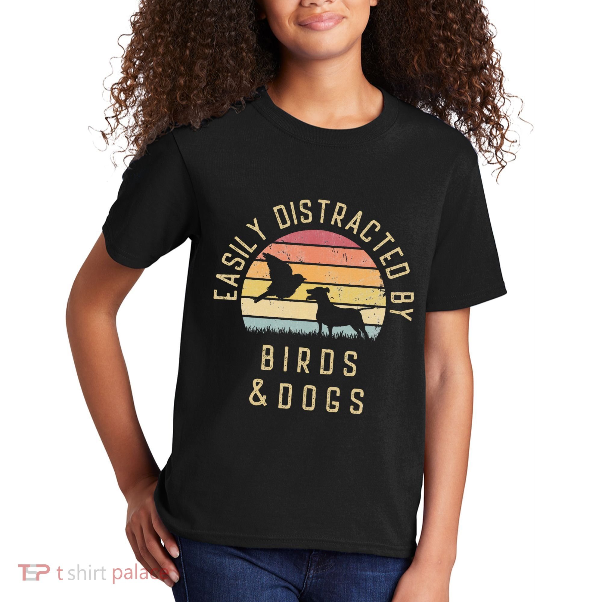 Easily Distracted By Birds And Dogs I Like Heart Bird Dog Kids T-Shirt